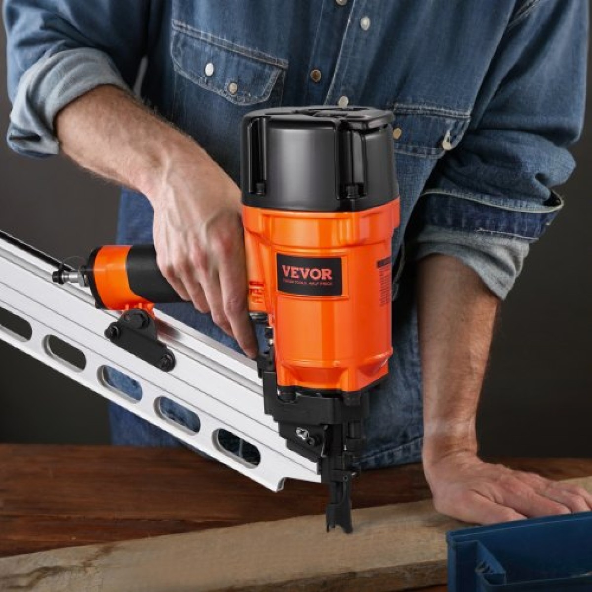 VEVOR Framing Nailer, 50 έως 90 mm 21 Degree Full Round Head πνευματικό καρφωτικό πλαισίωσης με λειτουργίες διπλής σκανδάλης & ρύθμιση βάθους χωρίς εργαλεία, 80-120 PSI Pro Air Nail Gun για πλαισίωση δαπέδων δαπέδου