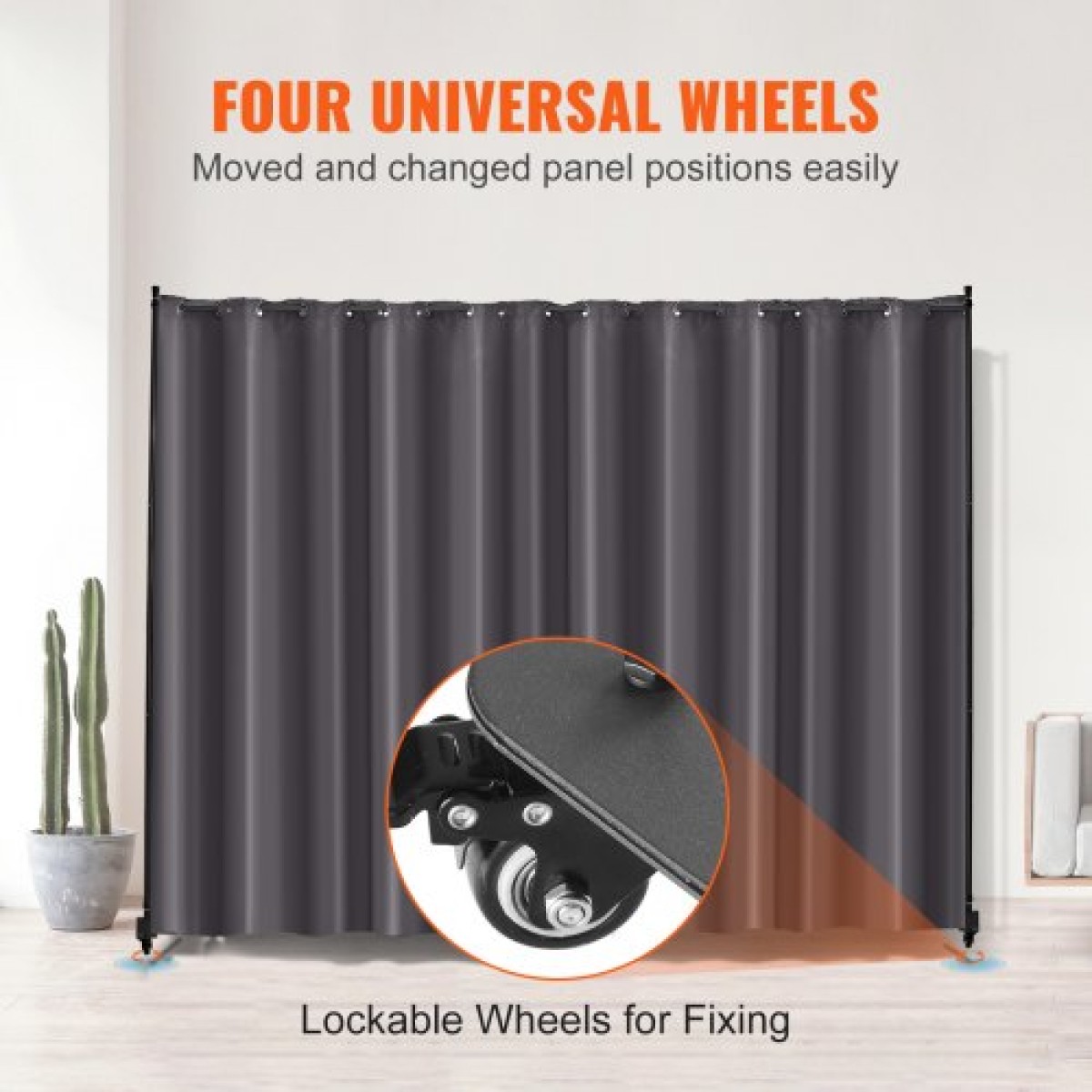 VEVOR Room Divider, Φορητό Panel Divider Room with Wheels Divider Stand, Freestanding Room Divider Screen Privacy for Office, Υπνοδωμάτιο, Τραπεζαρία, Μελέτη, Γκρι