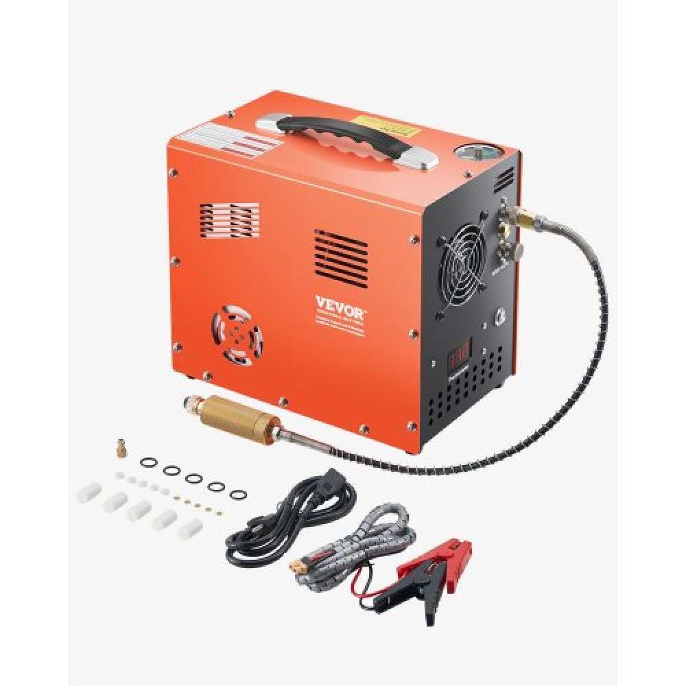 VEVOR PCP Air Compressor, 4500PSI/30Mpa PCP Airgun Compressor με ενσωματωμένο μετατροπέα & σύστημα ψύξης ανεμιστήρα, φορητός συμπιεστής δεξαμενής Paintball DC12V/AC230V για αεροβόλο, μπουκάλι κατάδυσης