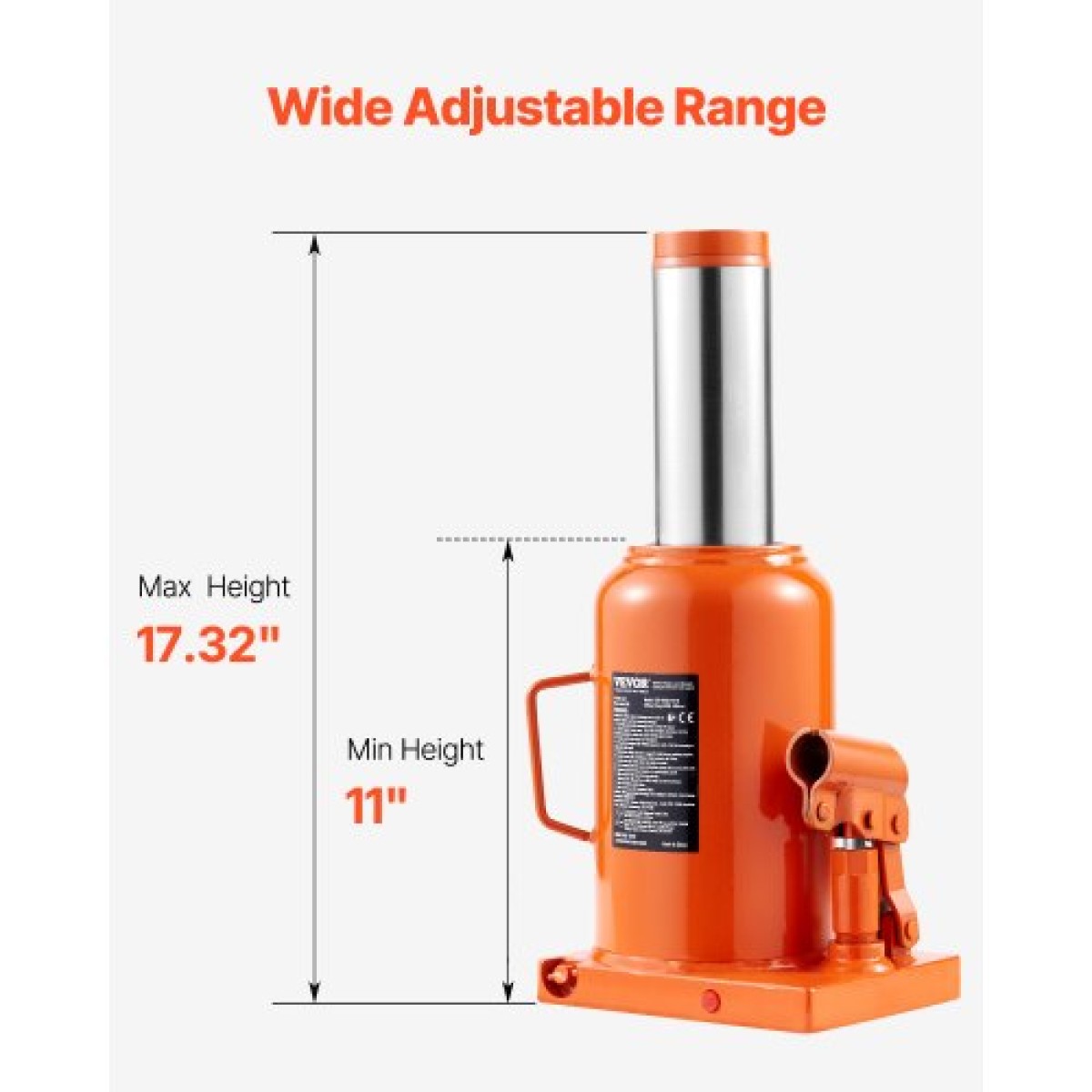 VEVOR Hydraulic Bottle Jack, 50 Ton/110231 lbs Welded Bottle Jack with 11''-17,32'' Lifting Range & 3-Section Long Handle, for Car, Pickup, Truck, RV, Auto Repair, Industrial Engineering