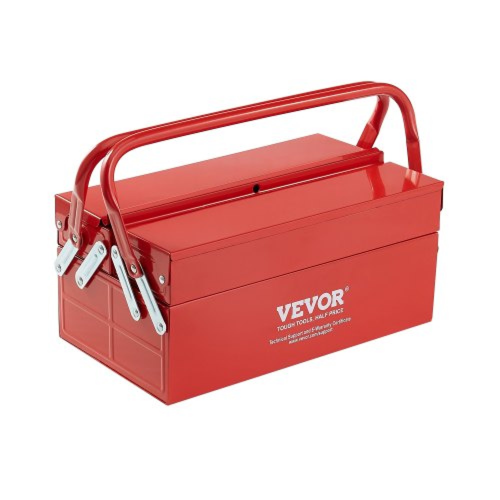 Μεταλλικό κιβώτιο εργαλείων VEVOR, 14 ιντσών, 2 επιπέδων, φορητό πτυσσόμενο εργαλείο οργάνωσης στήθους με λαβή & οπή κλειδώματος, ατσάλι με επίστρωση πούδρας, εργαλειοθήκη πρόβολου για επισκευή οικιακής αποθήκης, κόκκινο