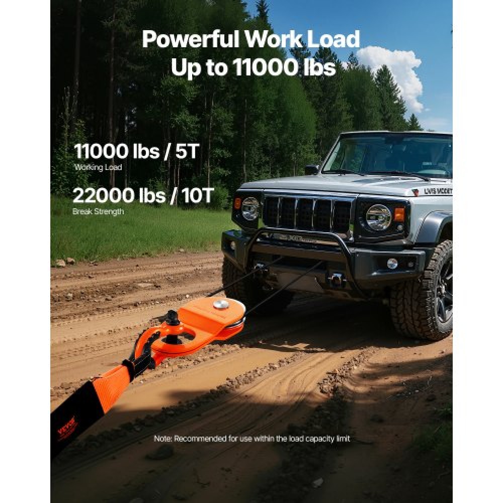 VEVOR 10 T Winch Snatch Block, 22.000 lbs Capacity Block and Tackle Pulley System, Work with 0,4" - 0,55" Rope, Winch Hook Accessories, Heavy Duty Offroad Recovery Access for Truck Tractor ATV UTV