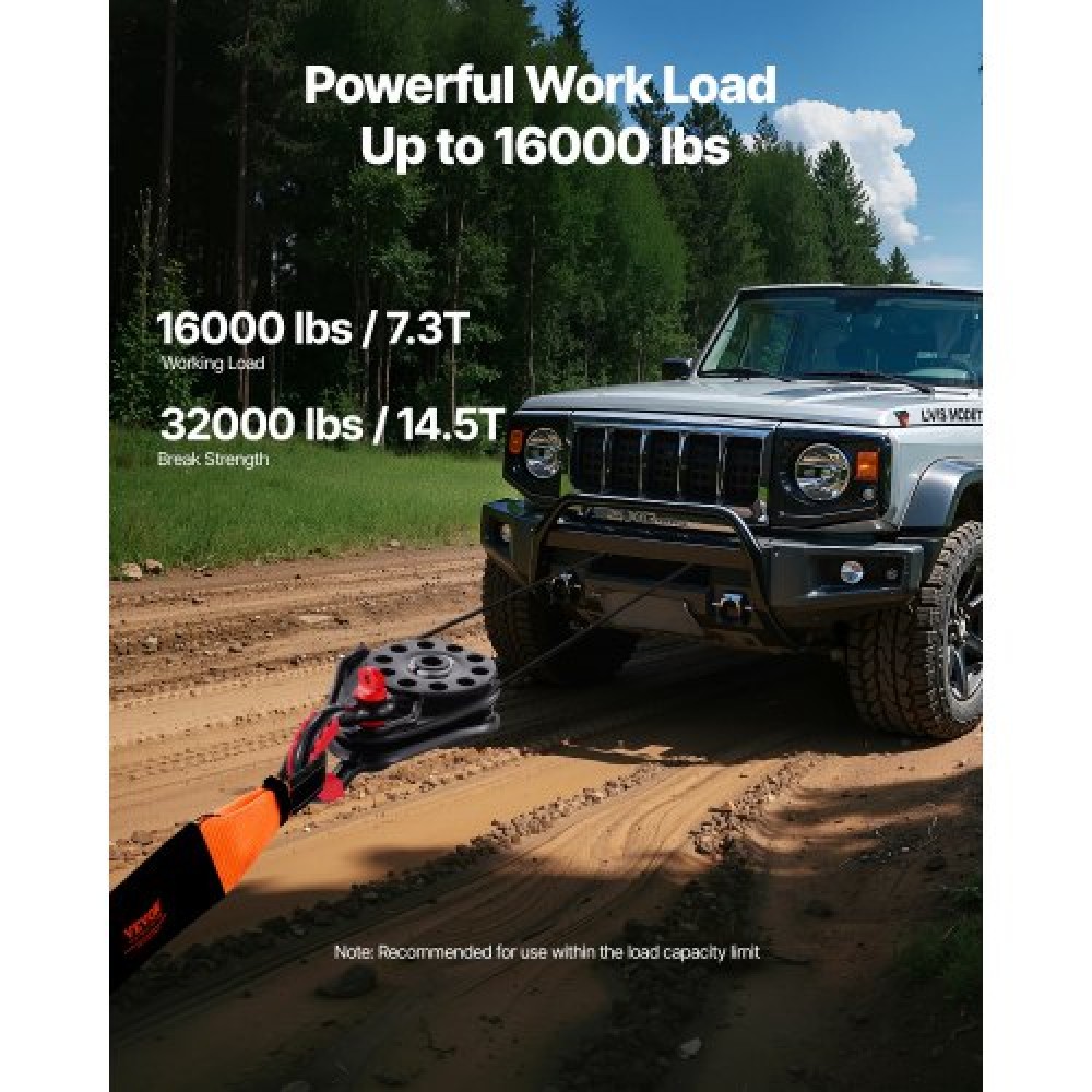 VEVOR 14,5 Ton Snatch Block για ανάκτηση βαρούλκου, Heavy Duty 32.000 lbs Strength Break, Work with 3/8 inch Rope, Compact Offroad Recovery εξάρτημα για ρυμούλκηση και ανάκτηση σε φορτηγό, τρακτέρ, ATV & UTV