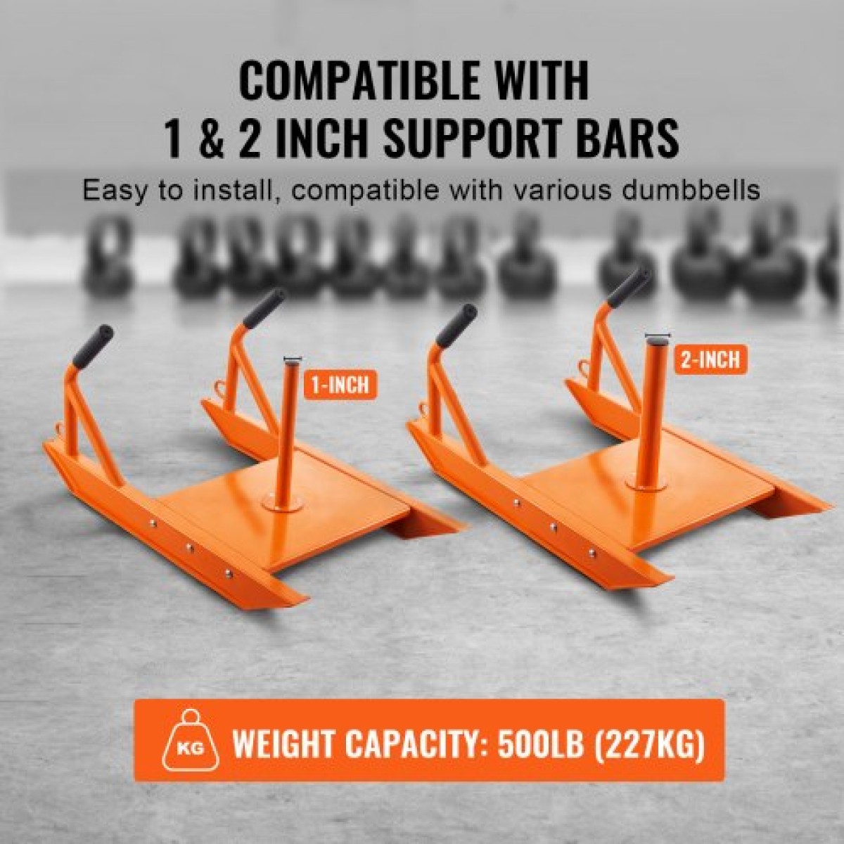 VEVOR Weight Training Pull Sled, Fitness Strength Speed ​​Training Sled with Handle, Steel Power Sled Εξοπλισμός προπόνησης για αθλητική άσκηση και βελτίωση ταχύτητας, κατάλληλο για πιάτο βάρους 1"&2", πορτοκαλί