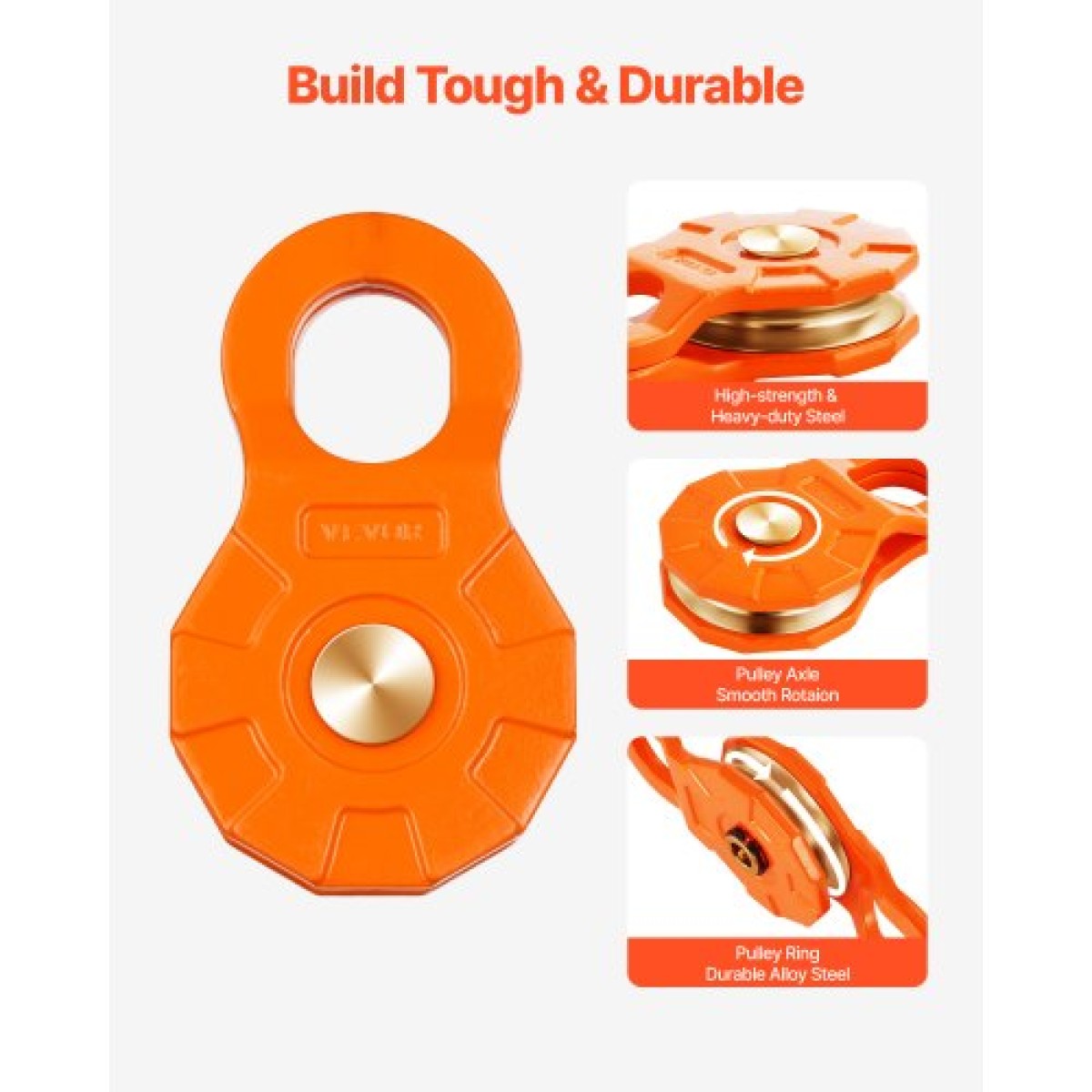 VEVOR 30 T Snatch Block για ανάκτηση βαρούλκου, 66.000 lbs Σύστημα τροχαλίας αντοχής σε θραύση με σχοινί 0,4" - 0,55", Αξεσουάρ βαρέως τύπου Offroad Recovery για ρυμούλκηση και ανάκτηση σε φορτηγό, τρακτέρ, ATV & UTV