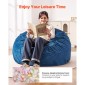 Καρέκλα VEVOR Bean Bag, στρογγυλή καρέκλα BeanBag με αφαιρούμενο και πλενόμενο κάλυμμα για ενήλικες, ολλανδικό βελούδο & αφρό υψηλής πυκνότητας με γέμιση για ενήλικες Bean bag με λαβή και πλαϊνή τσέπη για σαλόνι, υπνοδωμάτιο, μπλε