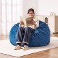 Καρέκλα VEVOR Bean Bag, στρογγυλή καρέκλα BeanBag με αφαιρούμενο και πλενόμενο κάλυμμα για ενήλικες, ολλανδικό βελούδο & αφρό υψηλής πυκνότητας με γέμιση για ενήλικες Bean bag με λαβή και πλαϊνή τσέπη για σαλόνι, υπνοδωμάτιο, μπλε