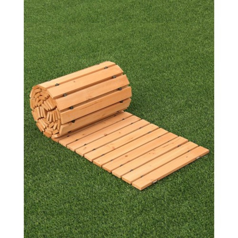 VEVOR Wooden Garden Pathway, 12 ft L x 17 in W, Αντιολισθητικός ίσιος διάδρομος κήπου, Roll Out Cedar Outdoor Walkway Path με συρματόσχοινο, Διακοσμητικός πλακόστρωτος κήπου για γαμήλιο πάρτι στην πίσω αυλή