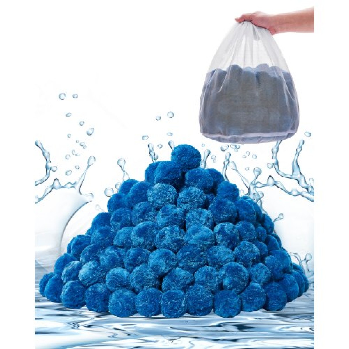 VEVOR Μπάλες φίλτρου πισίνας για φίλτρο άμμου, 1,4 kg/3,1 λίβρες, Μπάλες φίλτρου Αντικατάσταση φίλτρου άμμου πισίνας, επαναχρησιμοποιήσιμο μπλε πολυεστερικό μέσο φίλτρου με τσάντα πλύσης, για δεξαμενή ενυδρείου πισίνας πάνω από την πισίνα