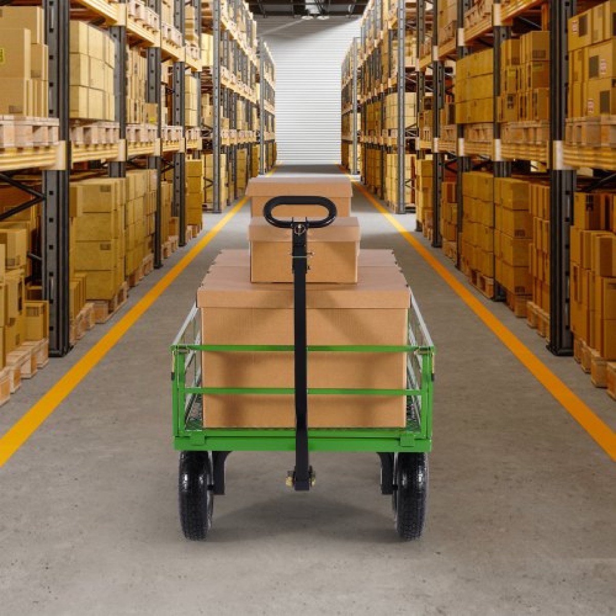 VEVOR 1200 Lbs Steel Garden Cart, Heavy Duty Pullable Garden Wagon Yard Cart, 2 in 1 Outdoor Metal Utility Wagon Yard Trailer με ελαστικά παντός εδάφους 13", αφαιρούμενες πλευρές από πλέγμα και περιστρεφόμενη λαβή 180°