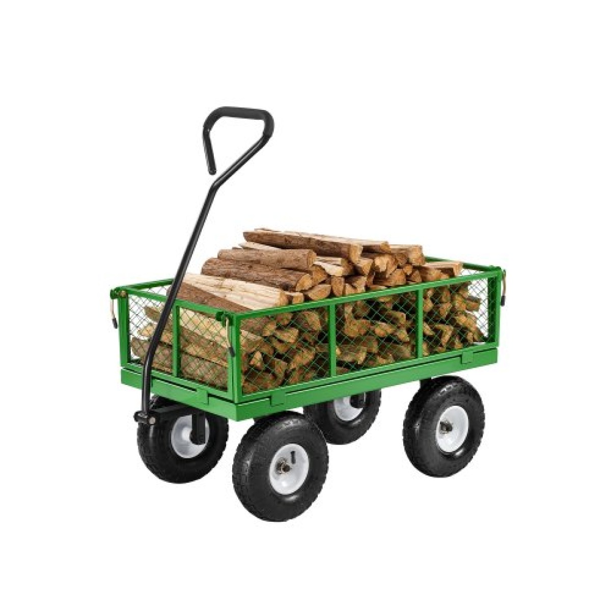 VEVOR 680 Lbs Steel Garden Cart on Wheels, Heavy Duty Garden Wagon Cart Pullable, Metal Outdoor Utility Yard Wagon Carts με ελαστικά 10", Mesh αφαιρούμενα πλαϊνά και περιστρεφόμενη λαβή 180°
