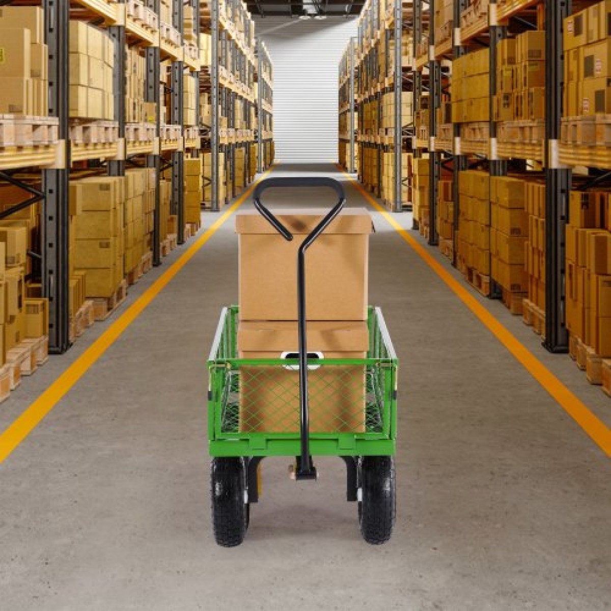VEVOR 680 Lbs Steel Garden Cart on Wheels, Heavy Duty Garden Wagon Cart Pullable, Metal Outdoor Utility Yard Wagon Carts με ελαστικά 10", Mesh αφαιρούμενα πλαϊνά και περιστρεφόμενη λαβή 180°