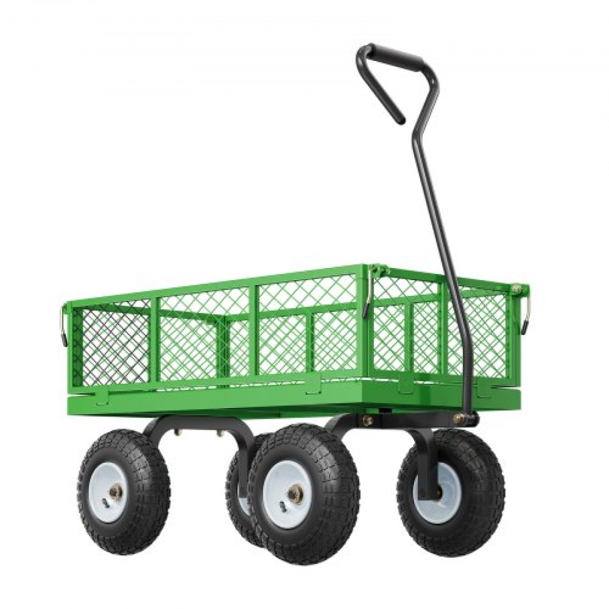 VEVOR 680 Lbs Steel Garden Cart on Wheels, Heavy Duty Garden Wagon Cart Pullable, Metal Outdoor Utility Yard Wagon Carts με ελαστικά 10", Mesh αφαιρούμενα πλαϊνά και περιστρεφόμενη λαβή 180°