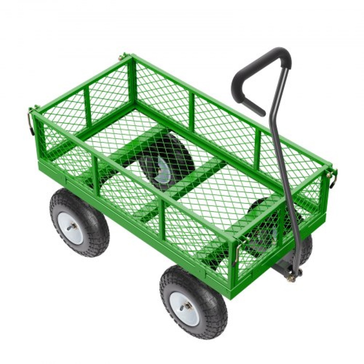 VEVOR 680 Lbs Steel Garden Cart on Wheels, Heavy Duty Garden Wagon Cart Pullable, Metal Outdoor Utility Yard Wagon Carts με ελαστικά 10", Mesh αφαιρούμενα πλαϊνά και περιστρεφόμενη λαβή 180°