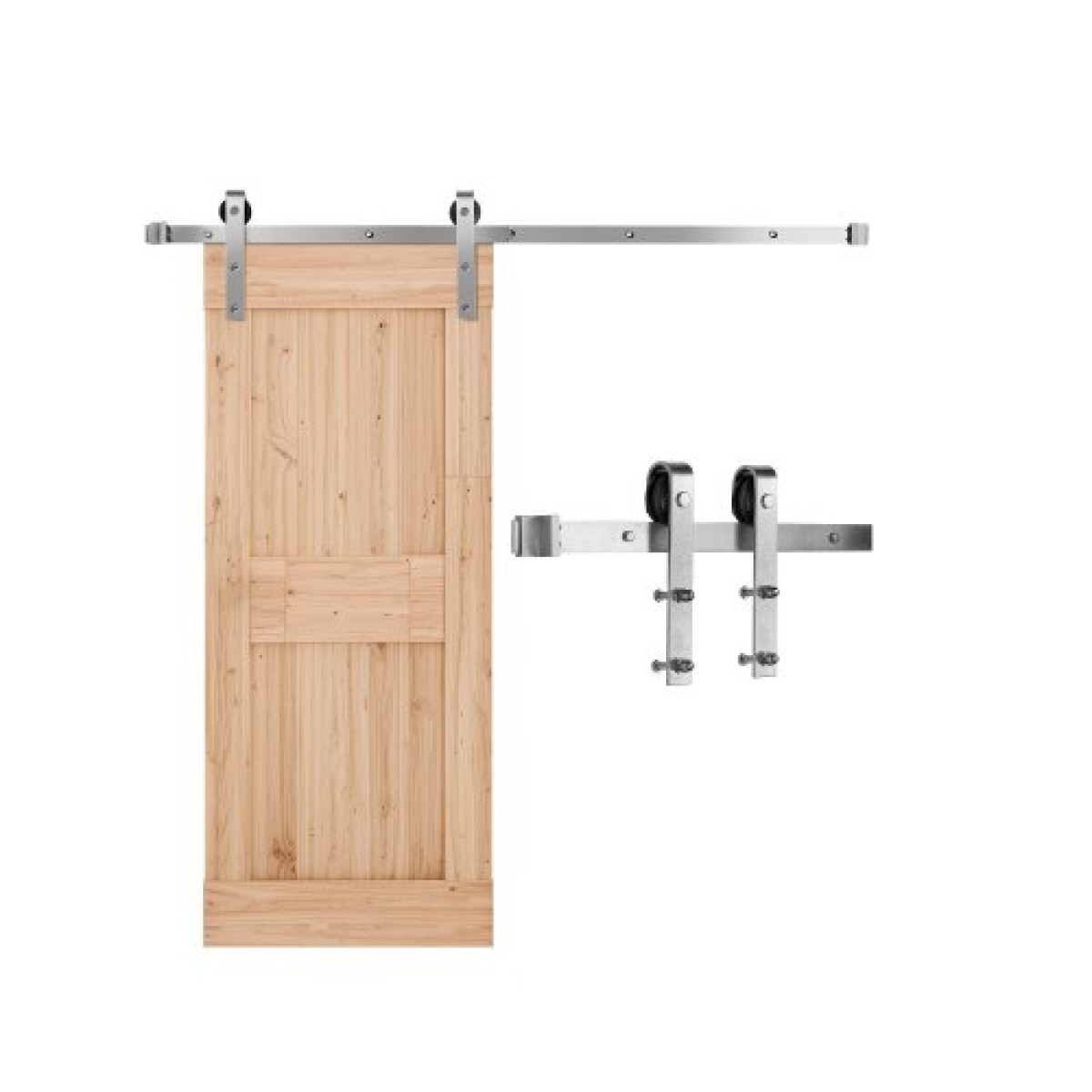 Σετ υλικού συρόμενης πόρτας αχυρώνα VEVOR 5FT, χωρητικότητα βάρους 330 LBS, Συμβατό με μέγιστο πλάτος 30 ίντσες & 1-3/8 έως 1-3/4 ίντσες Πάχος μονή συρόμενη πόρτα αχυρώνα, ανθεκτική τροχιά & ασημί ρολό σε σχήμα J