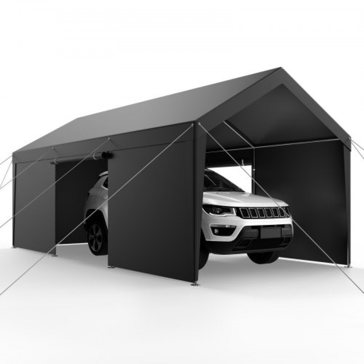VEVOR Carport, 12 x 20 FT υπαίθριο κουβούκλιο αυτοκινήτου, φορητό υπόστεγο με αφαιρούμενα πλευρικά τοιχώματα και πόρτα, βαρέως τύπου στέγαστρο αυτοκινήτου, ανθεκτικό στην υπεριώδη ακτινοβολία & αδιάβροχο, Προστασία όλων των εποχών για αυτοκίνητο σκάφο