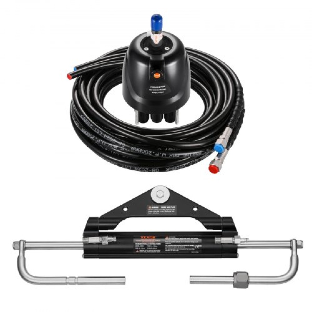 VEVOR 150HP Hydraulic Outboard Steering Kit, Marine Boat Hydraulic Steering System με τιμόνι 13,5 ιντσών, αντλία τιμόνι, υδραυλικό κύλινδρο & 2PCS 26FT σωλήνες για μονοκινητήρια σκάφη