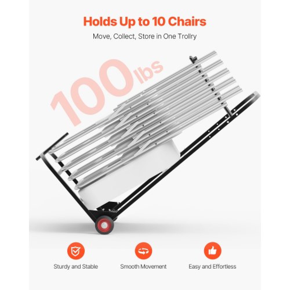 VEVOR Folding Chair Rack Cart for 10 Chairs of 100 LBS Push-Style Chair Dolly