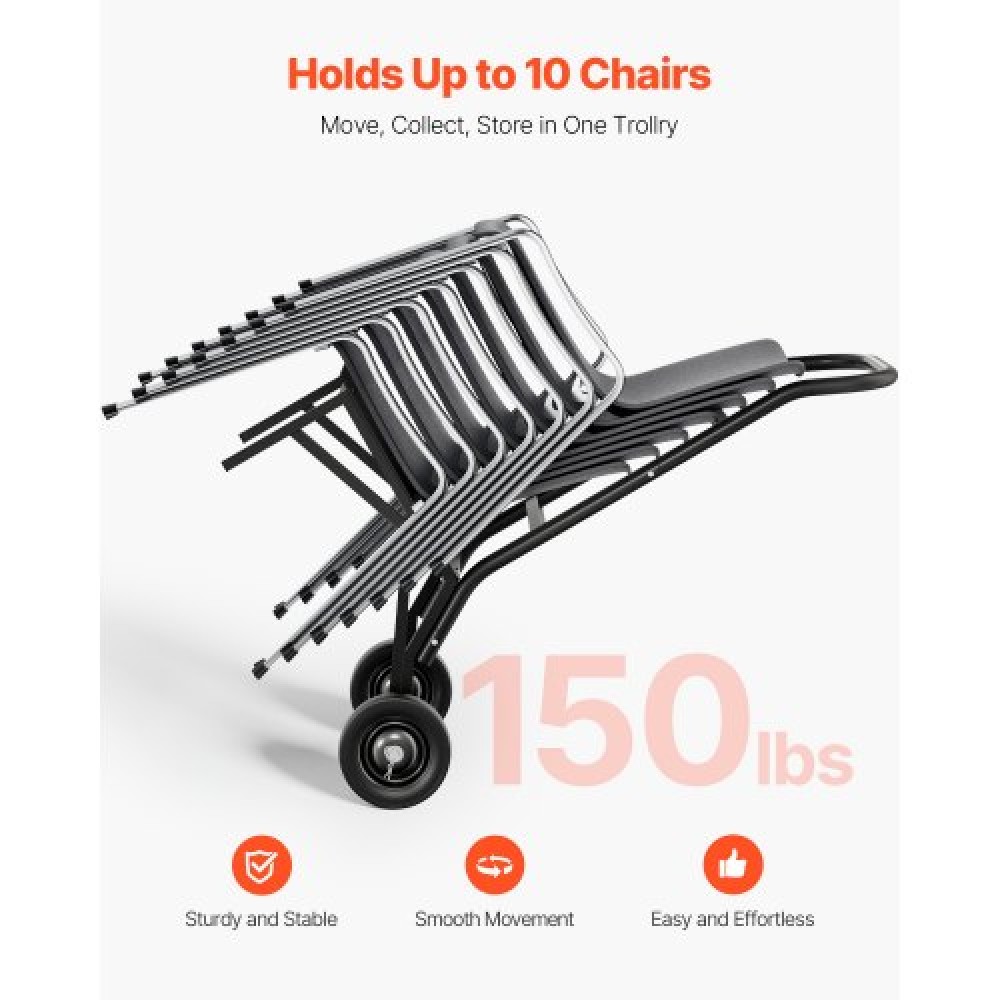 VEVOR Folding Chair Rack Cart for 10 Chairs of 150 LBS Push-Style Chair Dolly
