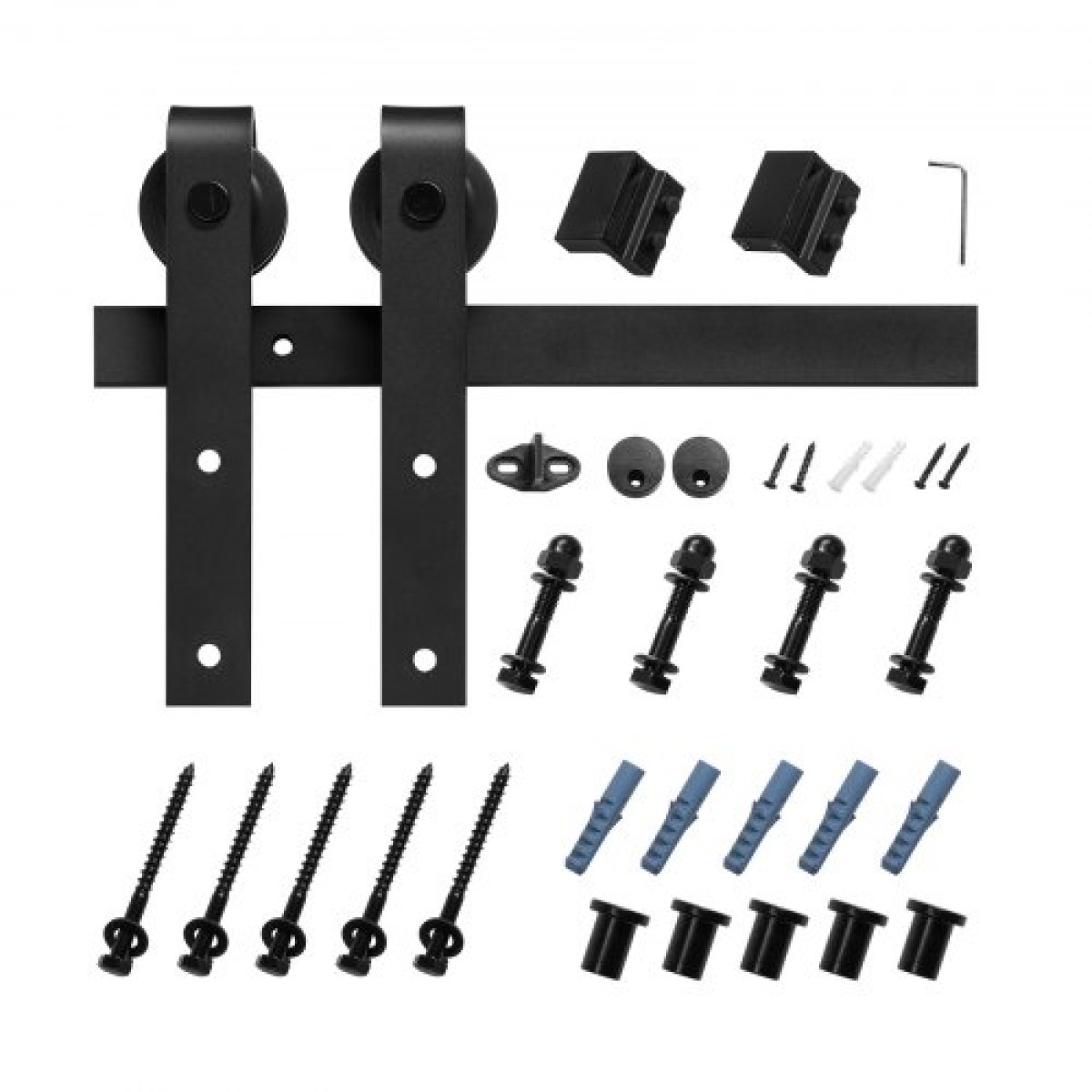 VEVOR 6.6FT Sliding Barn Door Hardware Kit, 330 LBS Weight Capacity, Συμβατό με πλάτος 36-40 ίντσες & 1-3/8 έως 1-3/4 ίντσες Πάχος μονή συρόμενη πόρτα αχυρώνα, ανθεκτική ράγα & μαύρο ρολό σε σχήμα J