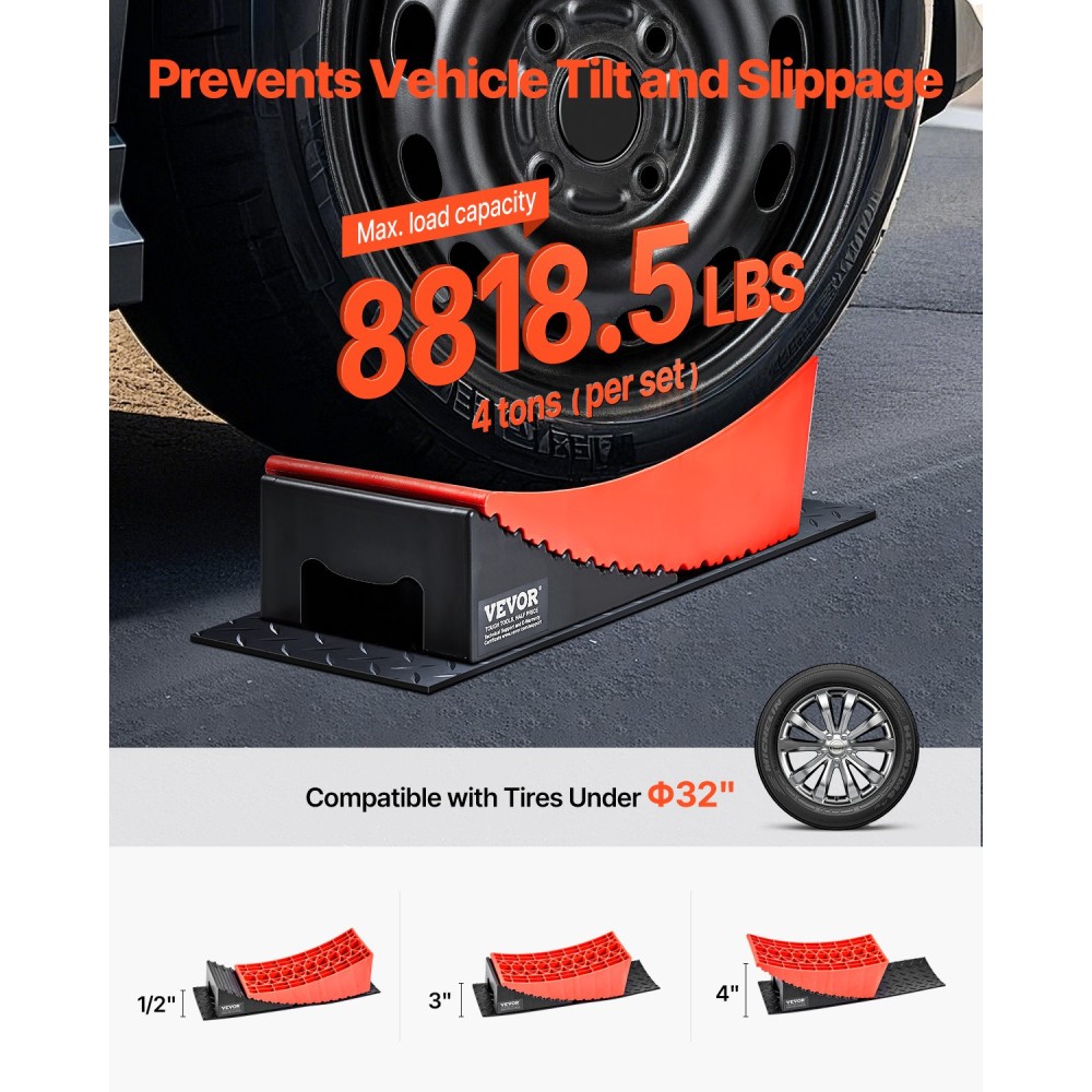 VEVOR Camper Levelers, 2 τεμ.Καμπύλες επιπέδων βαρέως τύπου 4" ισοπεδωτικού ύψους, κιτ επιπέδων RV Camper με επίπεδο τσάντας μεταφοράς αντιολισθητικού χαλιού