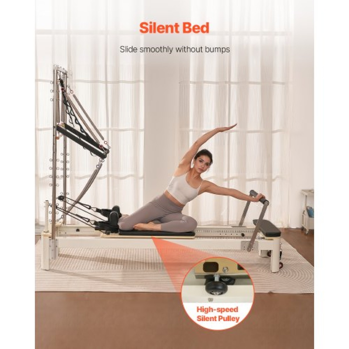 VEVOR Pilates Reformer, μηχάνημα Pilates για χρήση στο στούντιο στο σπίτι στο γυμναστήριο, εξοπλισμός προπόνησης δύναμης με διπλή αντίσταση, Reformer Box και Jump Board, για προχωρημένους χρήστες και αρχάριους, έως 400 LBS