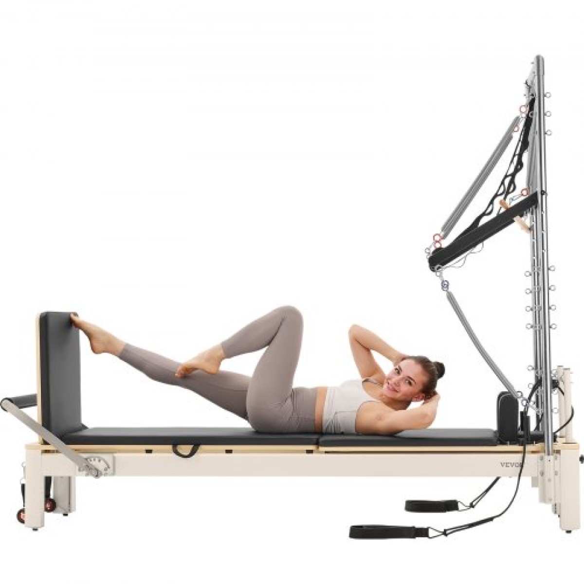 VEVOR Pilates Reformer, μηχάνημα Pilates για χρήση στο στούντιο στο σπίτι στο γυμναστήριο, εξοπλισμός προπόνησης δύναμης με διπλή αντίσταση, Reformer Box και Jump Board, για προχωρημένους χρήστες και αρχάριους, έως 400 LBS