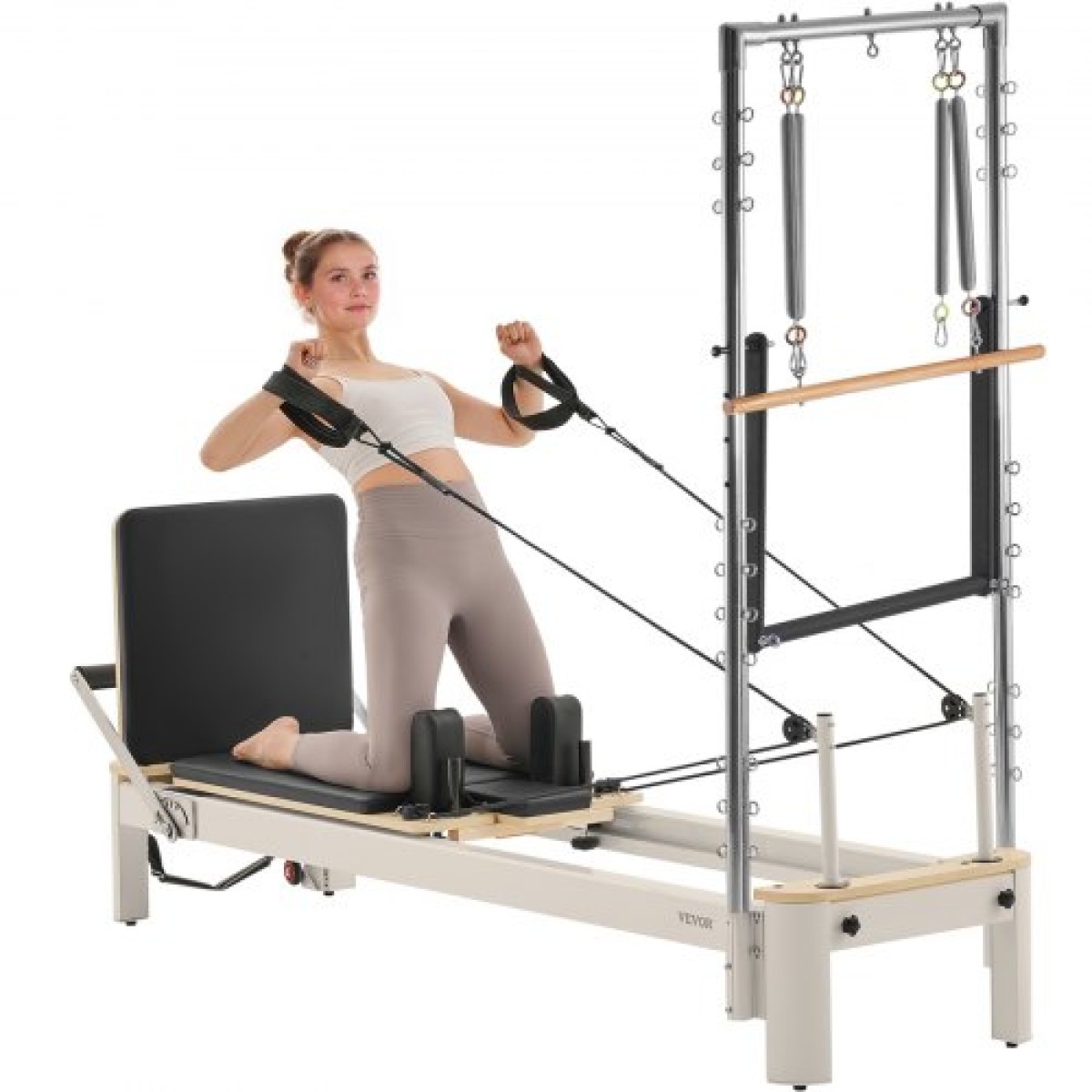 VEVOR Pilates Reformer, μηχάνημα Pilates για χρήση στο στούντιο στο σπίτι στο γυμναστήριο, εξοπλισμός προπόνησης δύναμης με διπλή αντίσταση, Reformer Box και Jump Board, για προχωρημένους χρήστες και αρχάριους, έως 400 LBS