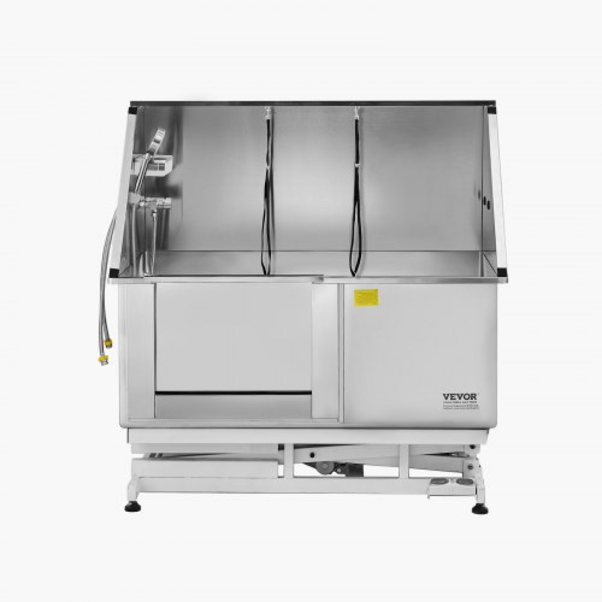 Σταθμός πλυσίματος σκύλων VEVOR Electric Lift, Επαγγελματική μπανιέρα περιποίησης κατοικίδιων από ανοξείδωτο ατσάλι 127 cm με σανίδα φίλτρου νερού PE, βρύση & νιπτήρας ντουζιέρας σκύλου για πολλά κατοικίδια (Αριστερή πόρτα)