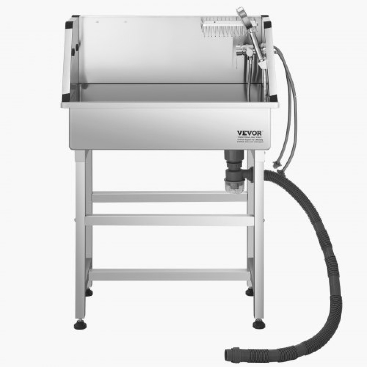 VEVOR 86,4 cm Σταθμός πλυσίματος σκύλων από ανοξείδωτο χάλυβα, Μπανιέρα περιποίησης κατοικίδιων με ζεστή και κρύα βρύση, ντουζιέρα, σχάρα αποθήκευσης, μπανιέρα all-in-one χωρίς κάμψη, νεροχύτης οικιακού πλυσίματος, ταιριάζει σε μικρές γάτες και σκύλους