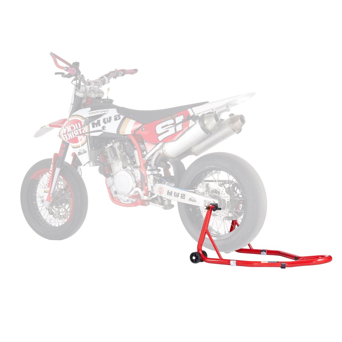 Βάση πίσω τροχού VEVOR μοτοσικλέτας, 850 LBS Load Capacity Heavy Duty Rear Wheel Stan with U + L Fork Swingarm Spool, Adjustabe Stand ανύψωσης μοτοσικλέτας, για Suzuki Yamaha Honda Kawasaki, κόκκινο