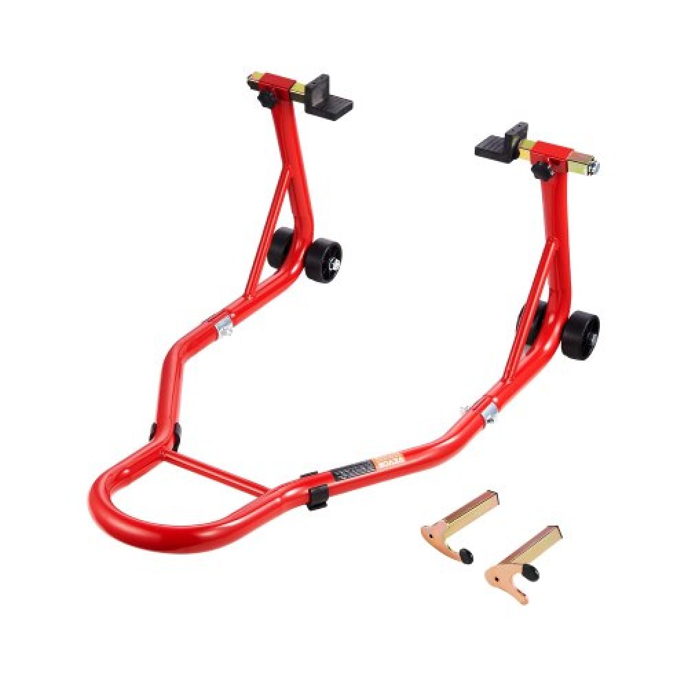 Βάση πίσω τροχού VEVOR μοτοσικλέτας, 850 LBS Load Capacity Heavy Duty Rear Wheel Stan with U + L Fork Swingarm Spool, Adjustabe Stand ανύψωσης μοτοσικλέτας, για Suzuki Yamaha Honda Kawasaki, κόκκινο