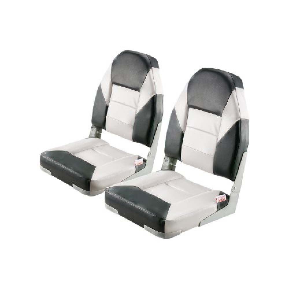 VEVOR Boat Seat High Backrest Folding Boat Seat Sponge Cushion Black & Grey