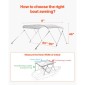 VEVOR 3 Bow Boat Bimini Tops, 600D Πολυεστερικός θόλος με σκελετό από κράμα αλουμινίου, Αδιάβροχο & Sun Shade σκίαστρο σκάφος με τσάντα αποθήκευσης, 2 κοντάρια στήριξης, 4 ιμάντες, 72"Lx(85"-90")Wx46"H, ανοιχτό γκρι