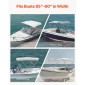 VEVOR 3 Bow Boat Bimini Tops, 600D Πολυεστερικός θόλος με σκελετό από κράμα αλουμινίου, Αδιάβροχο & Sun Shade σκίαστρο σκάφος με τσάντα αποθήκευσης, 2 κοντάρια στήριξης, 4 ιμάντες, 72"Lx(85"-90")Wx46"H, ανοιχτό γκρι