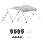 VEVOR 3 Bow Boat Bimini Tops, 600D Πολυεστερικός θόλος με σκελετό από κράμα αλουμινίου, Αδιάβροχο & Sun Shade σκίαστρο σκάφος με τσάντα αποθήκευσης, 2 κοντάρια στήριξης, 4 ιμάντες, 72"Lx(85"-90")Wx46"H, ανοιχτό γκρι