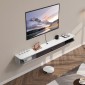 Πλωτή βάση τηλεόρασης VEVOR, 70 in Wall Mount Entertainment Center με τρύπα καλωδίου, μοντέρνο πλωτό ράφι τηλεόρασης με ντουλάπι αποθήκευσης, κονσόλα μοριοσανίδων για συσκευή αναπαραγωγής DVD, κουτί καλωδίων, κονσόλα παιχνιδιών, λευκό