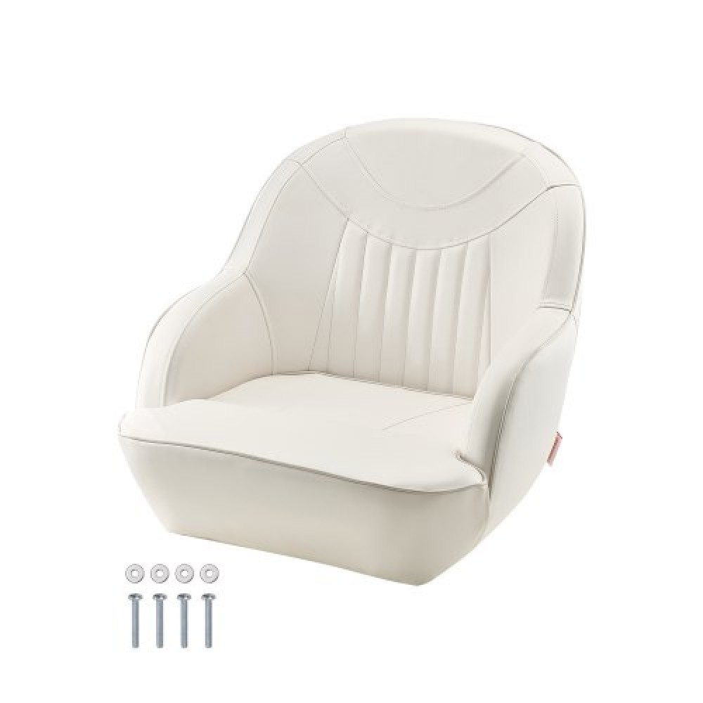 VEVOR Boat Seat Low Backrest PVC Leather Captain Bucket Seat White