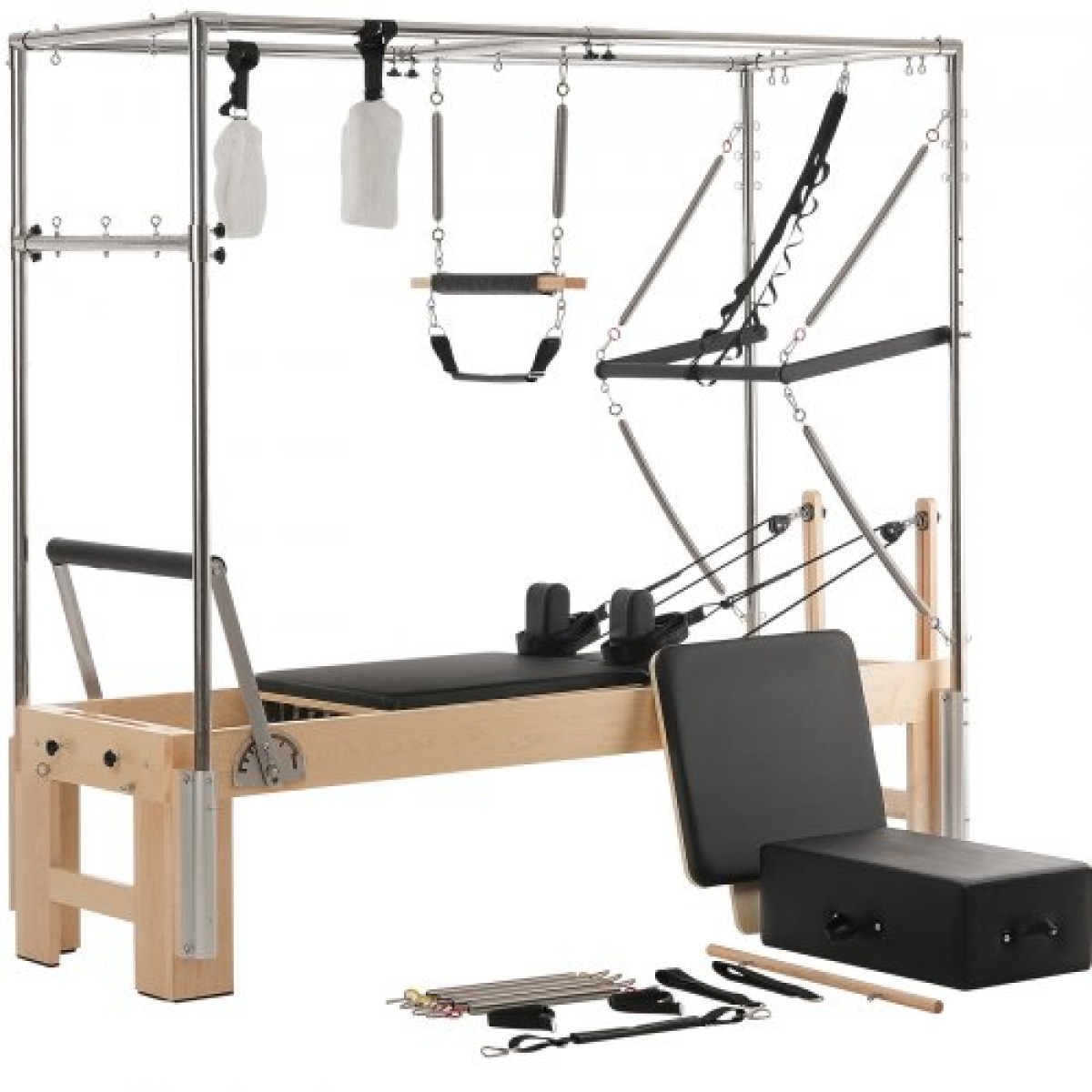 VEVOR Pilates Reformer, Ξύλινο μηχάνημα Pilates για Γυμναστήριο στο σπίτι, Εξοπλισμός προπόνησης δύναμης με διπλή αντίσταση, Reformer Box, Jump Board, για προχωρημένους χρήστες και αρχάριους, έως 400 LBS