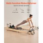 VEVOR Πτυσσόμενο Pilates Reformer, Ξύλινο μηχάνημα προπόνησης Pilates για χρήση στο γυμναστήριο στο σπίτι, κρεβάτι Pilates με διπλή αντίσταση-ελατήριο & κορδόνι, σετ Reformer με καθιστικό, έως 400 LBS