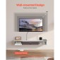 VEVOR Floating TV Stand, 47 in Wall Mount Entertainment Center με τρύπα καλωδίου, μοντέρνο πλωτό ράφι τηλεόρασης με ντουλάπι αποθήκευσης, μοριοσανίδα κονσόλα για συσκευή αναπαραγωγής DVD, καλωδιακό κουτί, κονσόλα παιχνιδιών, λευκό