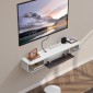 VEVOR Floating TV Stand, 47 in Wall Mount Entertainment Center με τρύπα καλωδίου, μοντέρνο πλωτό ράφι τηλεόρασης με ντουλάπι αποθήκευσης, μοριοσανίδα κονσόλα για συσκευή αναπαραγωγής DVD, καλωδιακό κουτί, κονσόλα παιχνιδιών, λευκό