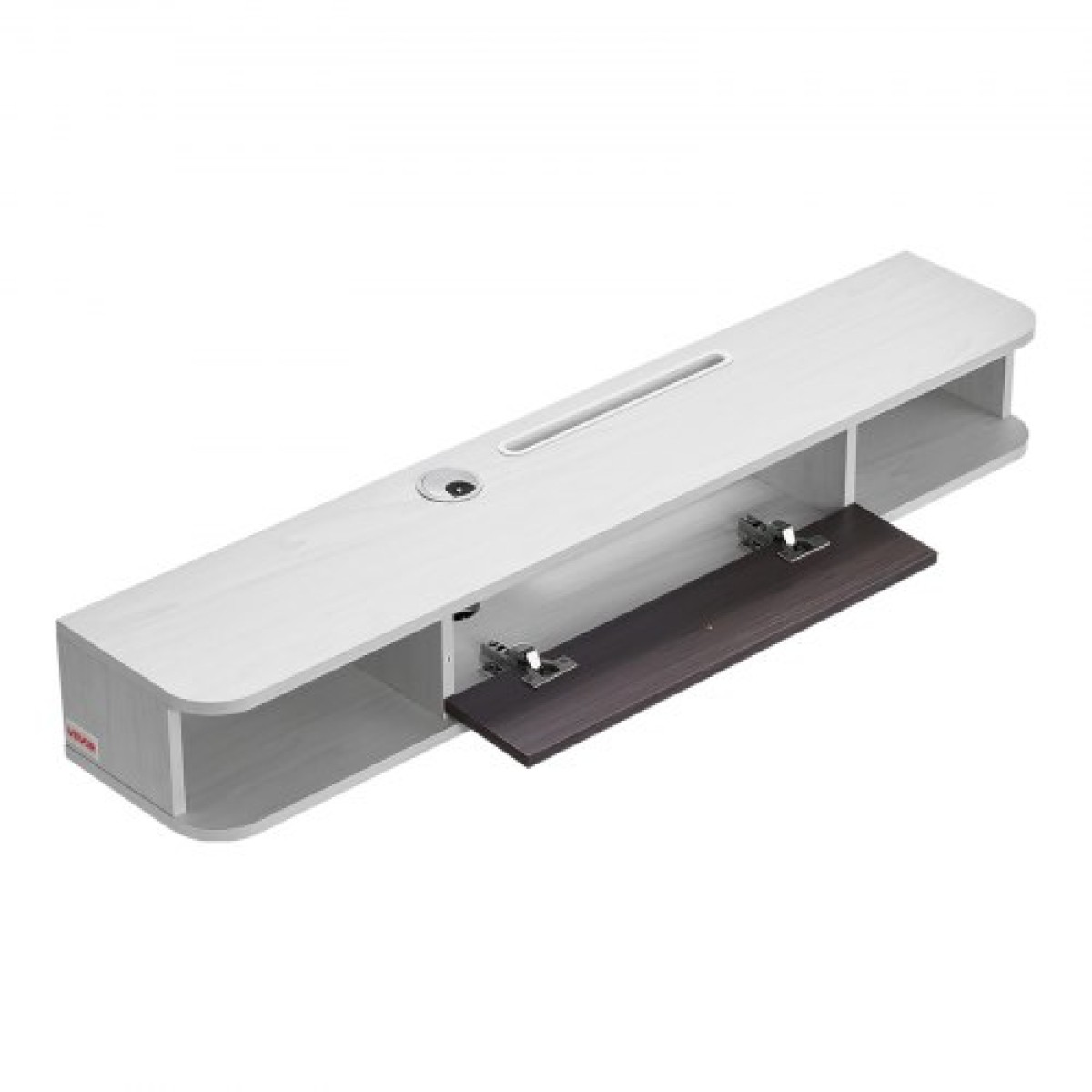 VEVOR Floating TV Stand, 47 in Wall Mount Entertainment Center με τρύπα καλωδίου, μοντέρνο πλωτό ράφι τηλεόρασης με ντουλάπι αποθήκευσης, μοριοσανίδα κονσόλα για συσκευή αναπαραγωγής DVD, καλωδιακό κουτί, κονσόλα παιχνιδιών, λευκό