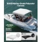 VEVOR 3 Bow Boat Bimini Tops, 600D Πολυεστερικός θόλος με σκελετό από κράμα αλουμινίου, Αδιάβροχο & Sun Shade σκίαστρο σκάφος με τσάντα αποθήκευσης, 2 κοντάρια στήριξης, 4 ιμάντες, 6'Lx(54"-60")Wx46"H, ανοιχτό γκρι