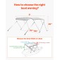 VEVOR 3 Bow Boat Bimini Tops, 600D Πολυεστερικός θόλος με σκελετό από κράμα αλουμινίου, Αδιάβροχο & Sun Shade σκίαστρο σκάφος με τσάντα αποθήκευσης, 2 κοντάρια στήριξης, 4 ιμάντες, 6'Lx(54"-60")Wx46"H, ανοιχτό γκρι