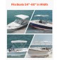 VEVOR 3 Bow Boat Bimini Tops, 600D Πολυεστερικός θόλος με σκελετό από κράμα αλουμινίου, Αδιάβροχο & Sun Shade σκίαστρο σκάφος με τσάντα αποθήκευσης, 2 κοντάρια στήριξης, 4 ιμάντες, 6'Lx(54"-60")Wx46"H, ανοιχτό γκρι