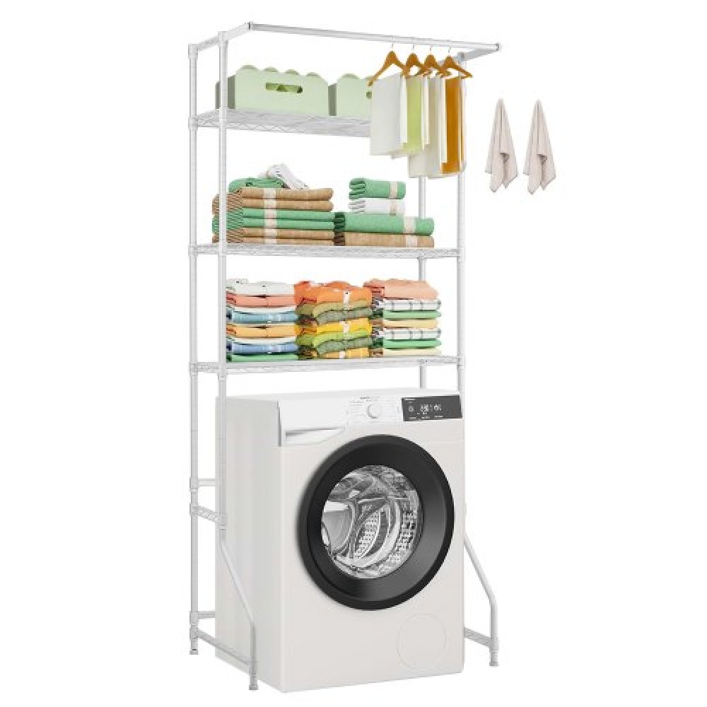 VEVOR Over Washer and Dryer Storage Shelf Single Row 3 Tiers Washer Rack White