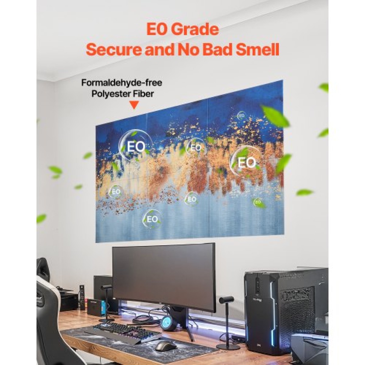 VEVOR 6 Pack Art Acoustic Panels, 70,87 x 47,24 x 0,4 ιντσών ηχομονωτικά πλακάκια τοίχου, Αυτοκόλλητες διακοσμητικές ηχοαπορροφητικές σανίδες για σπίτι, γραφείο, στούντιο, αίθουσα παιχνιδιών, θέατρο, παστέλ