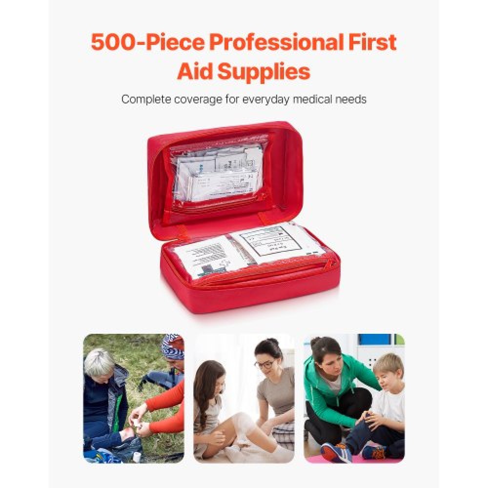 VEVOR First Aid Kit 500 Pieces Large Survival Bag Emergency Medical Supplies