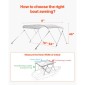 VEVOR 3 Bow Boat Bimini Tops, 600D Polyester Canopy με σκελετό από κράμα αλουμινίου, αδιάβροχο & Sun Shade σκίαστρο σκάφος με τσάντα αποθήκευσης, 2 κοντάρια στήριξης, 4 ιμάντες, 72"Lx(79"-84")Wx46"H, ανοιχτό γκρι